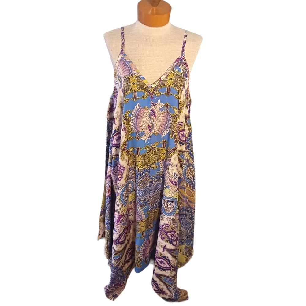 mlle Gabrielle Womens Midi Strappy Boho Dress Flowy Size Medium- Large Paisley